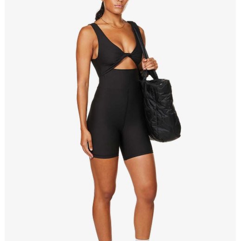 We Wore What black twist cut out bodysuit